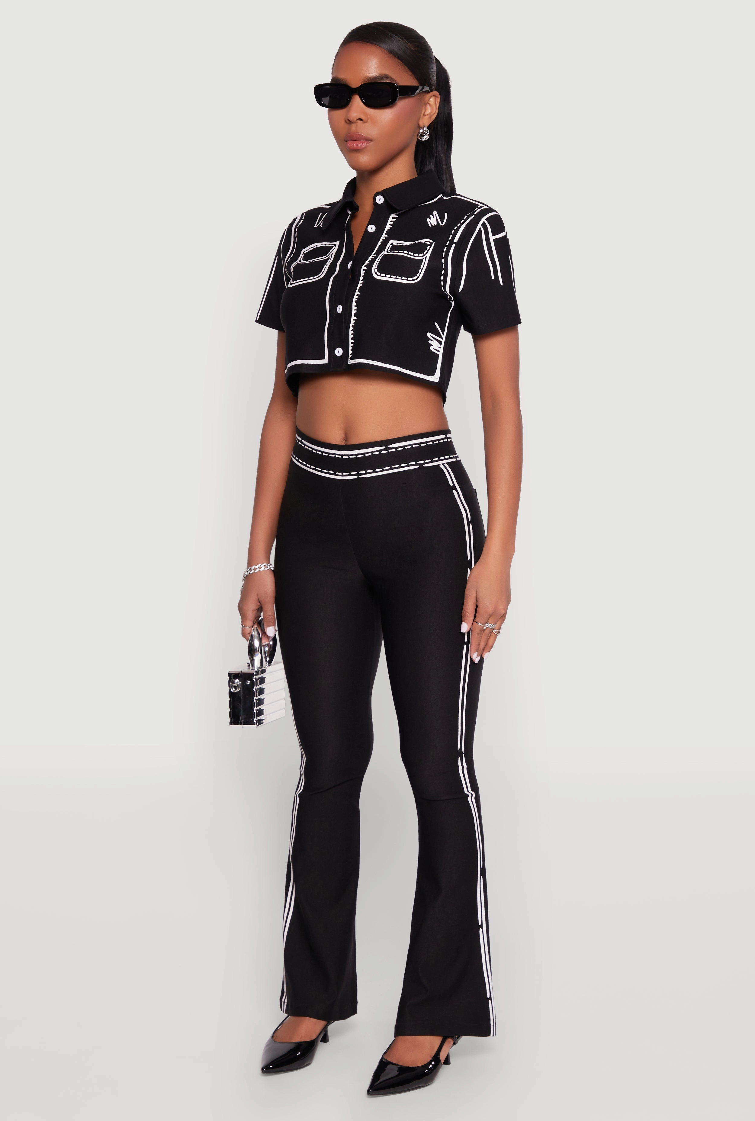 2D Optical Illusion Cropped Shirt