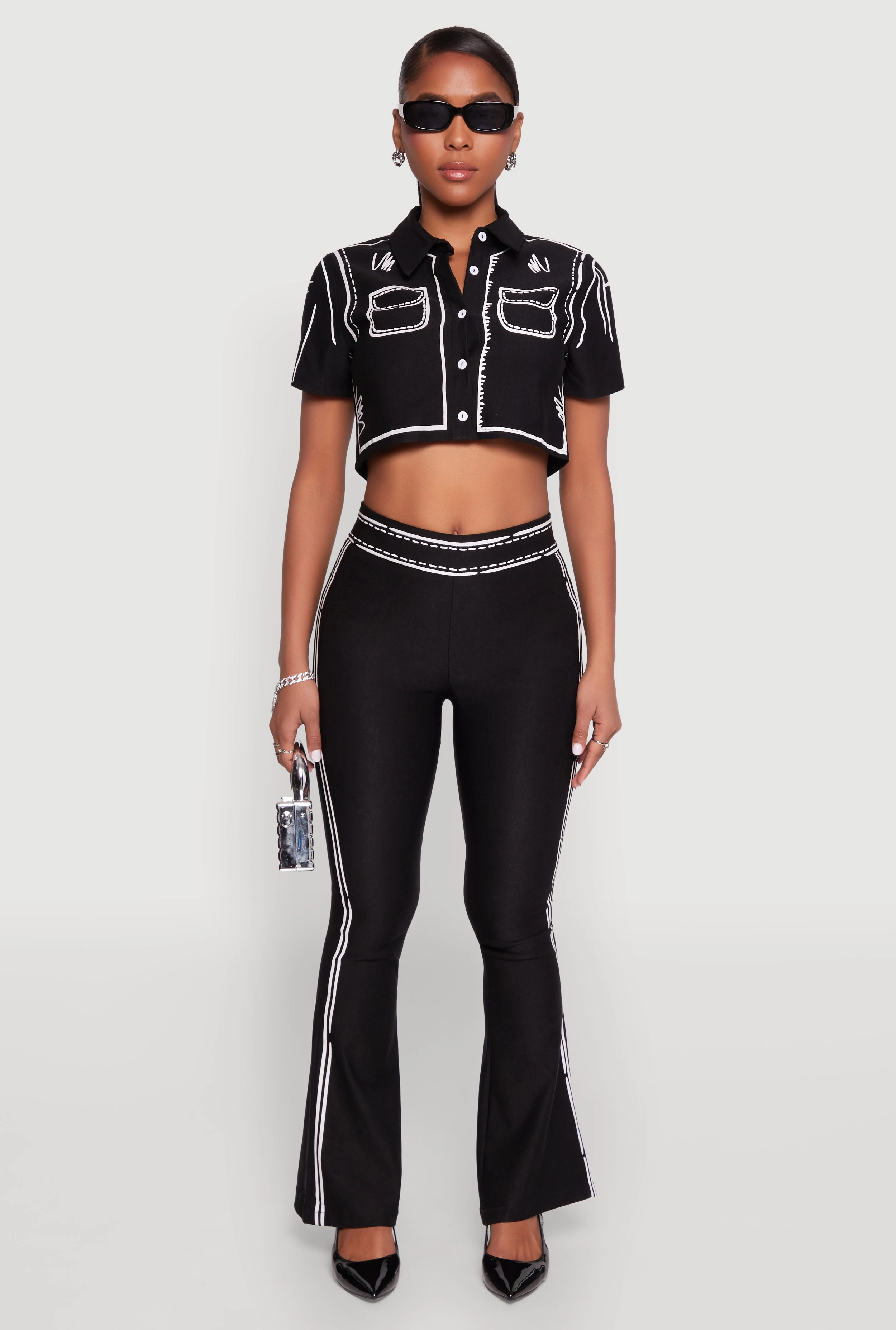 2D Optical Illusion Cropped Shirt