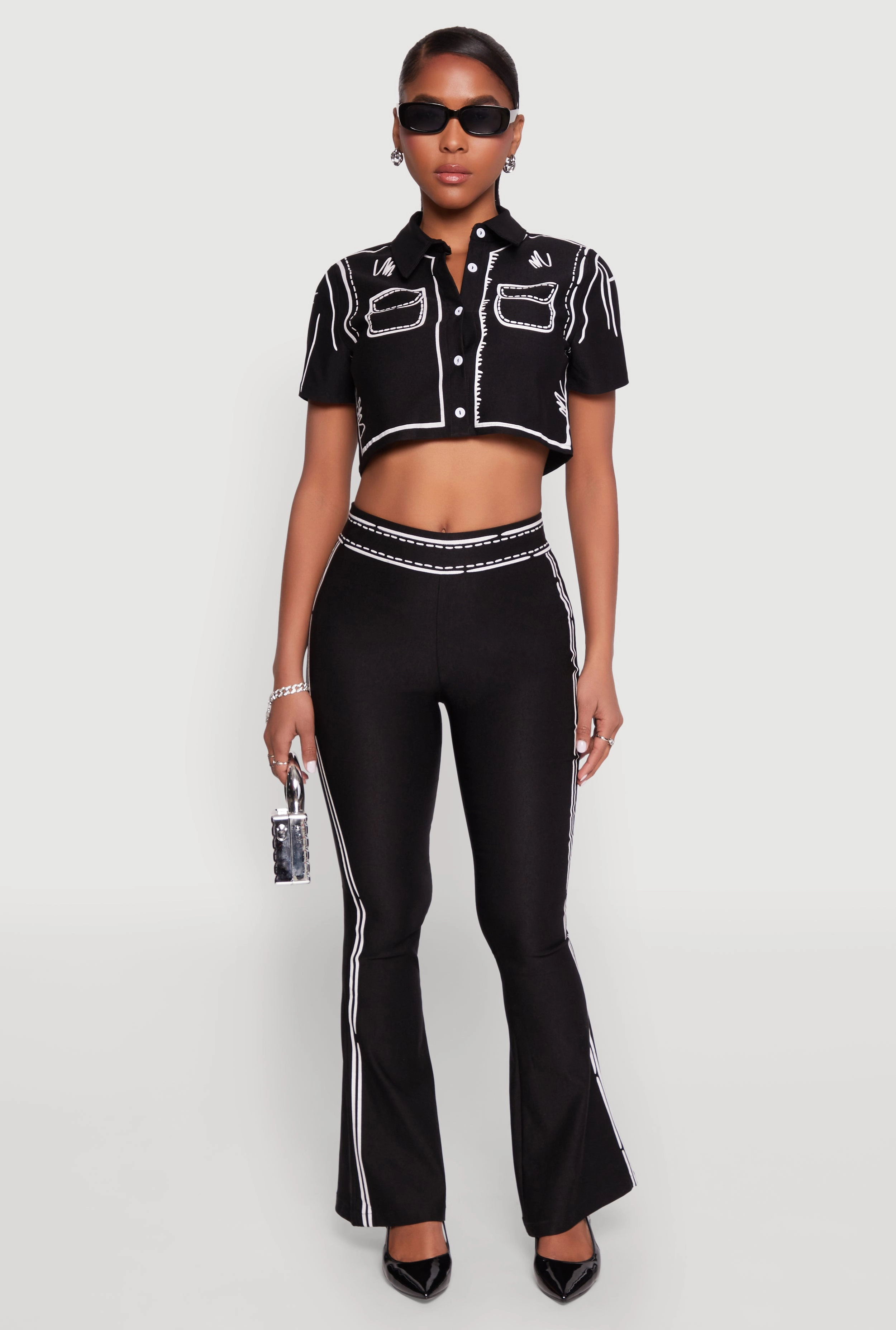 2D Optical Illusion Cropped Shirt
