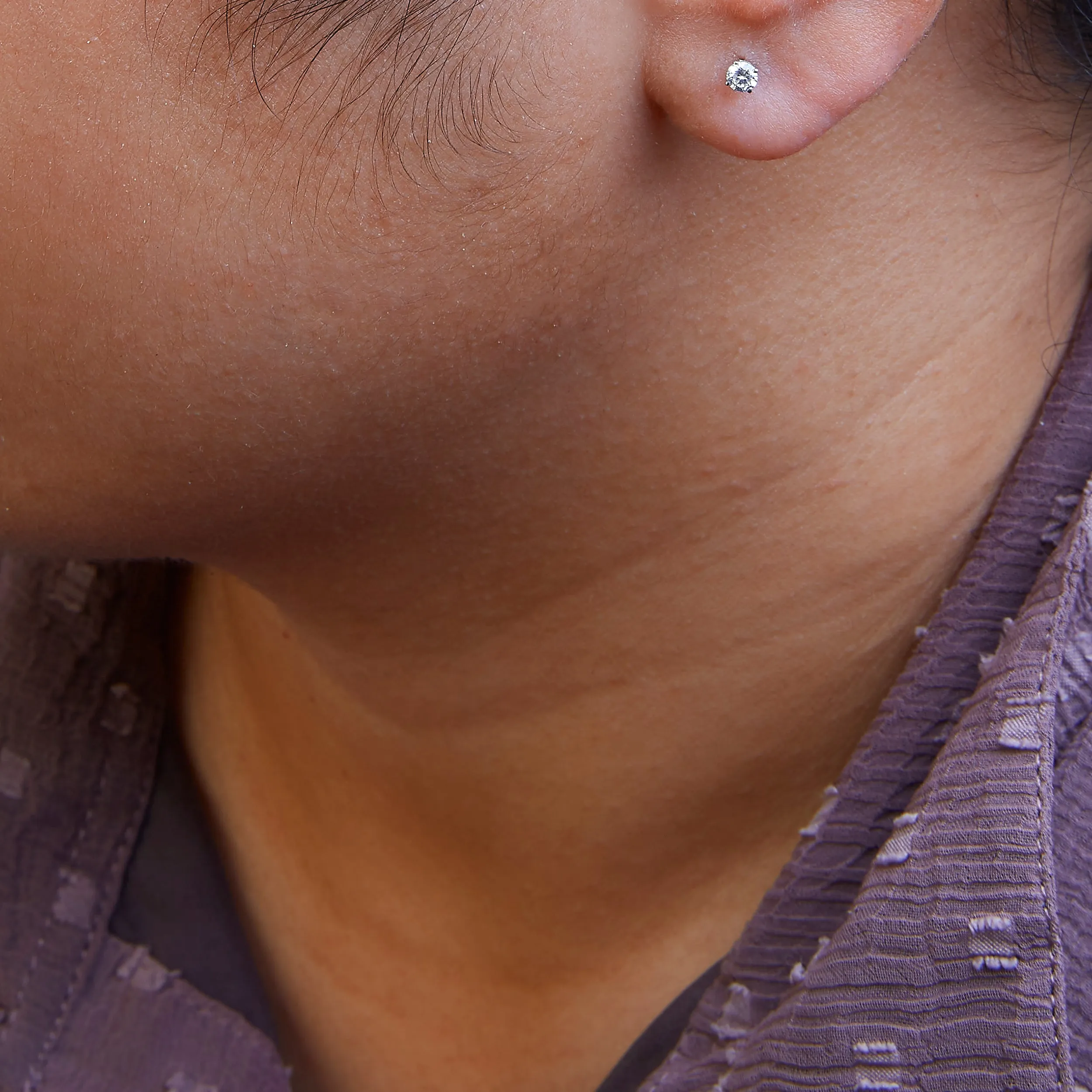 .925 Sterling Silver Silver Round Lab Grown Diamond Classic 4-Prong Solitaire Stud Earrings