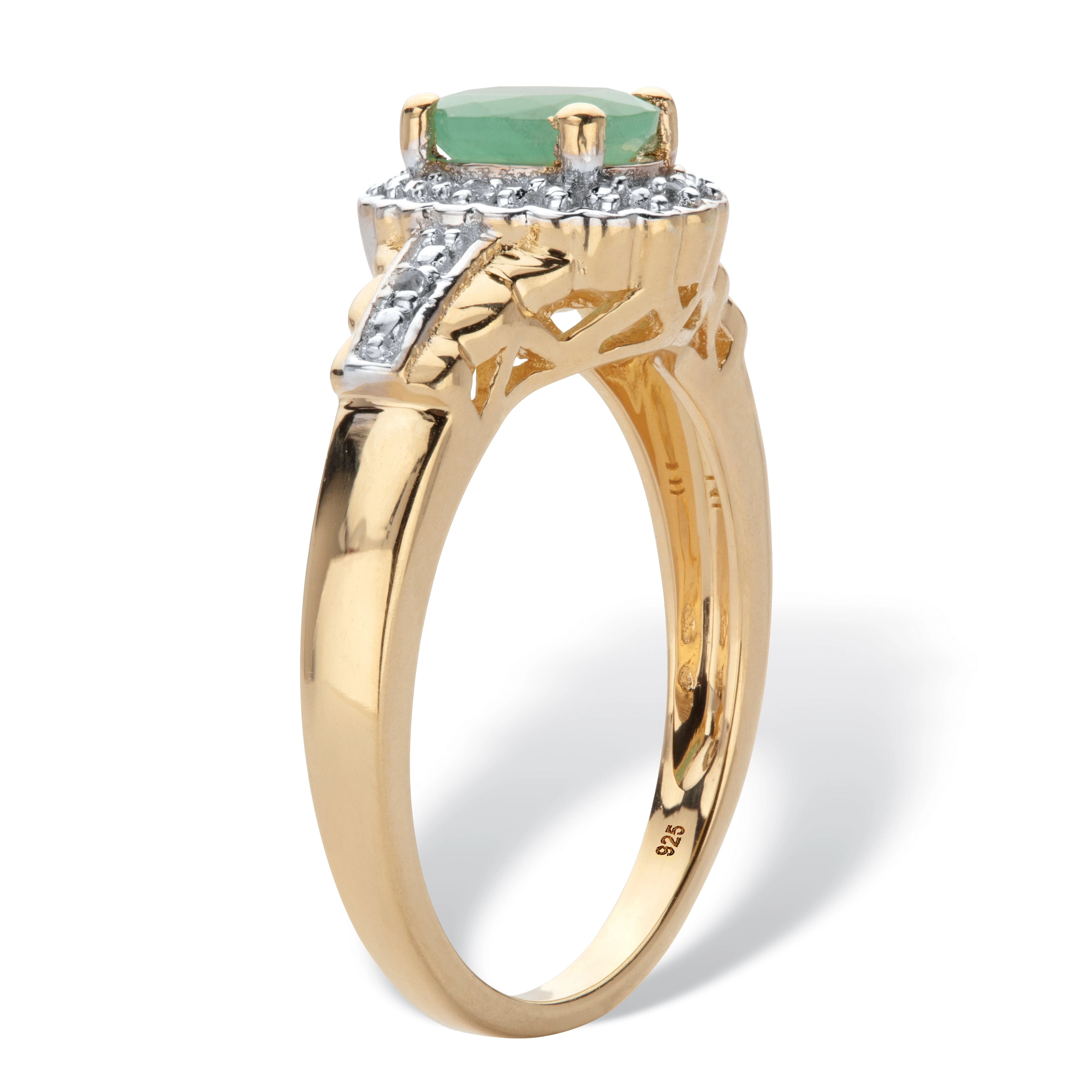 .97 TCW Genuine  Emerald Gold-Plated Silver Ring