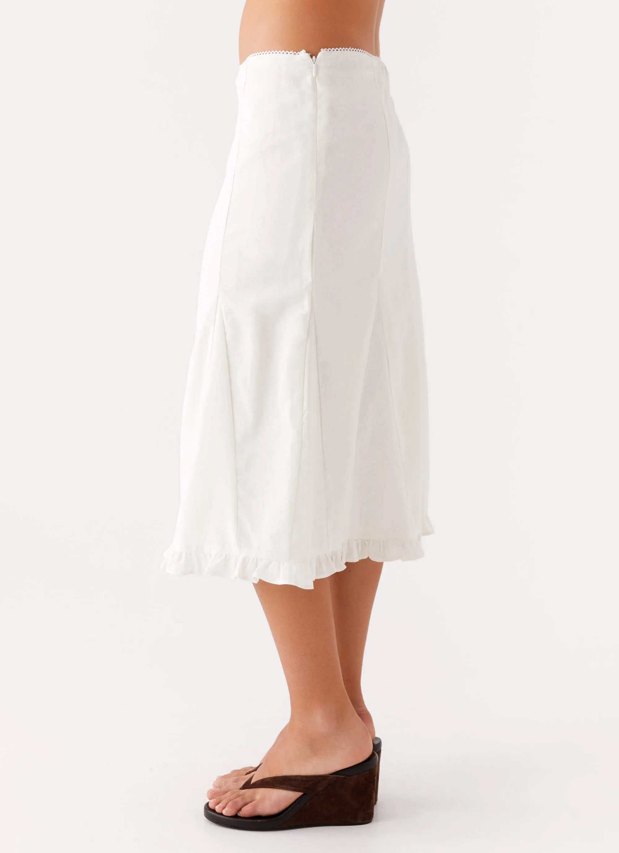 Alec Midi Skirt - White
