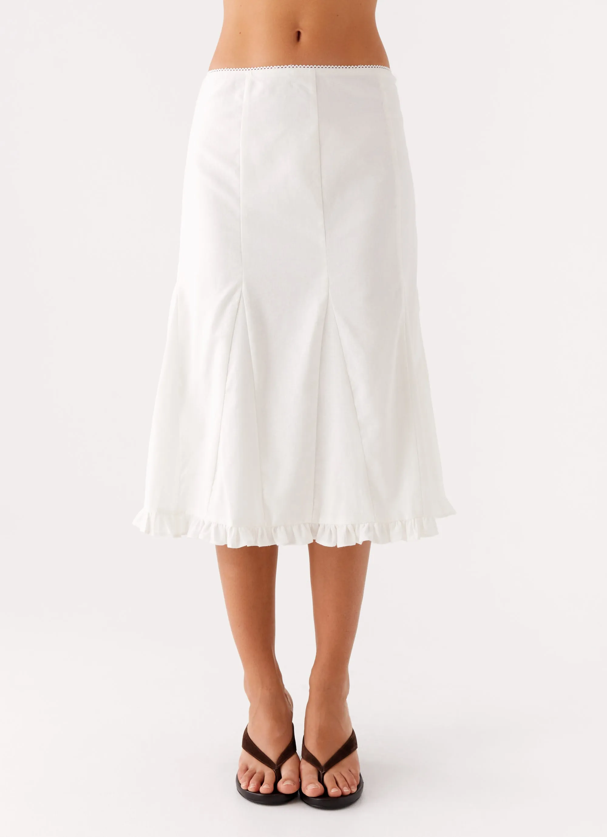 Alec Midi Skirt - White