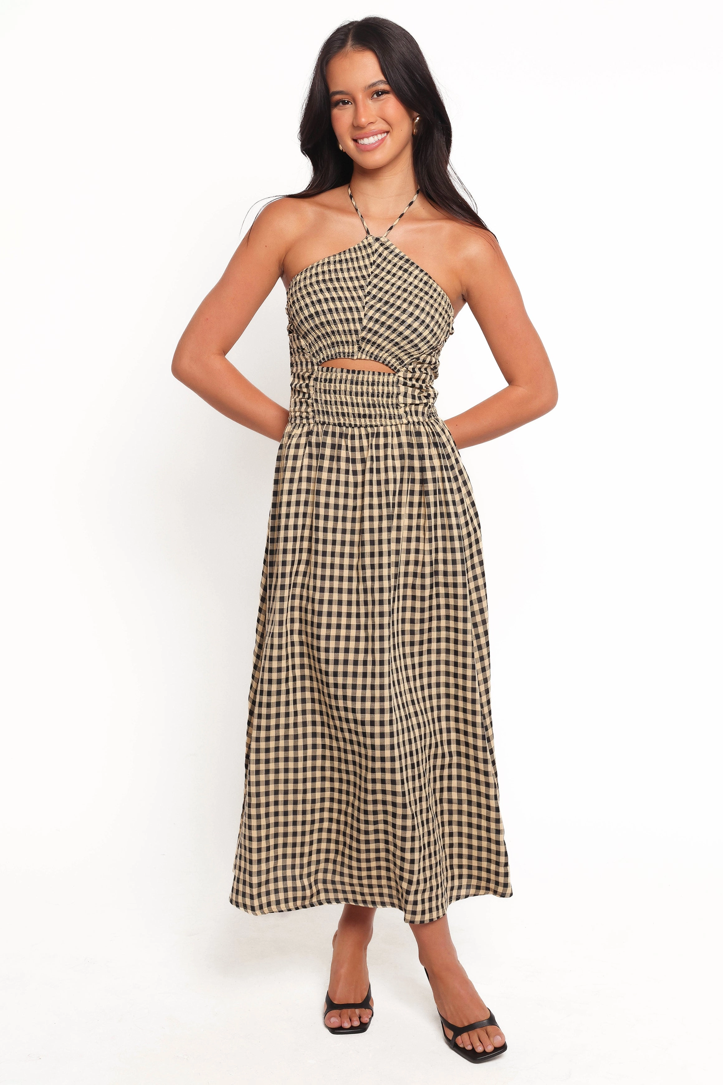 Alfia Midi Dress - Black Gingham