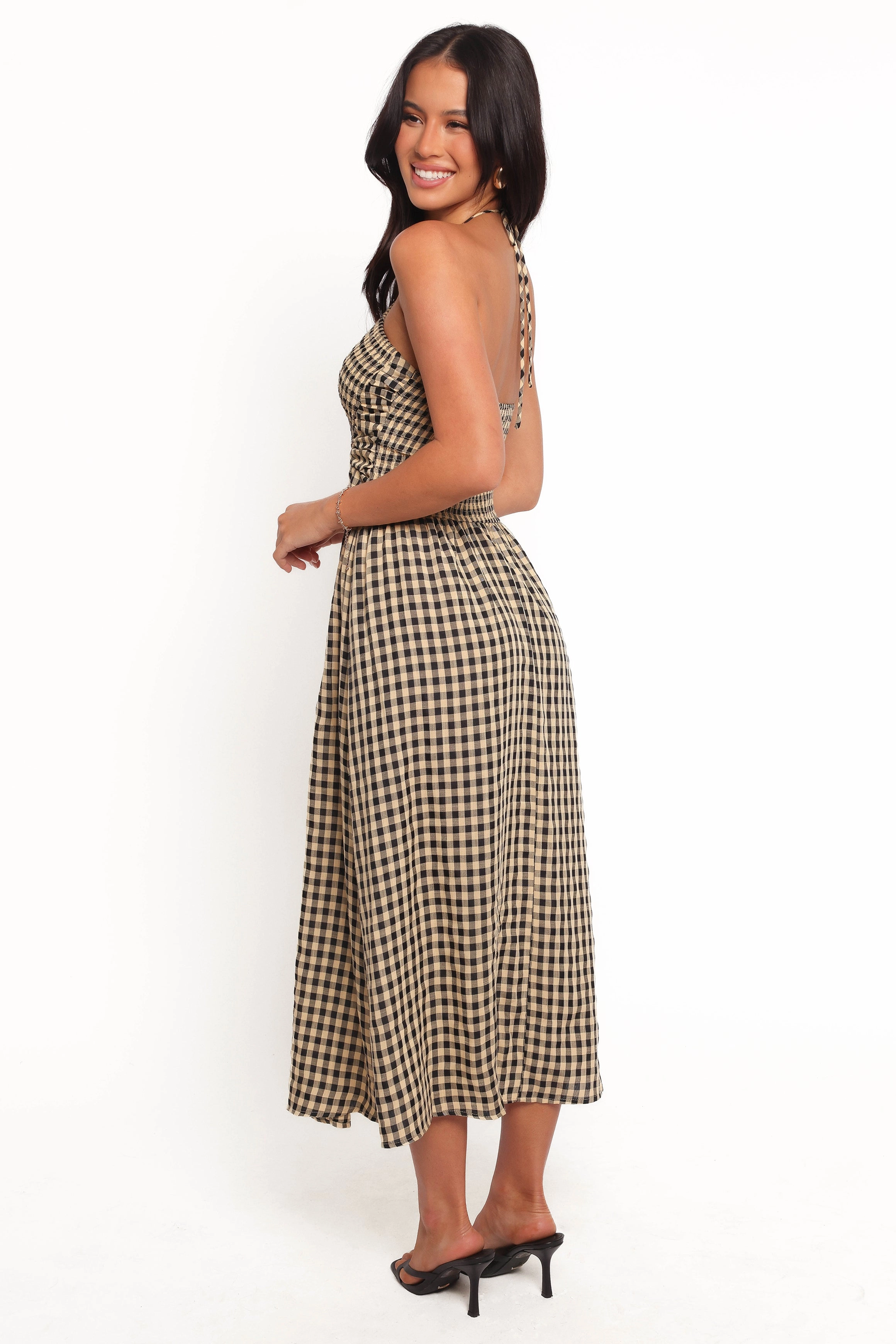 Alfia Midi Dress - Black Gingham