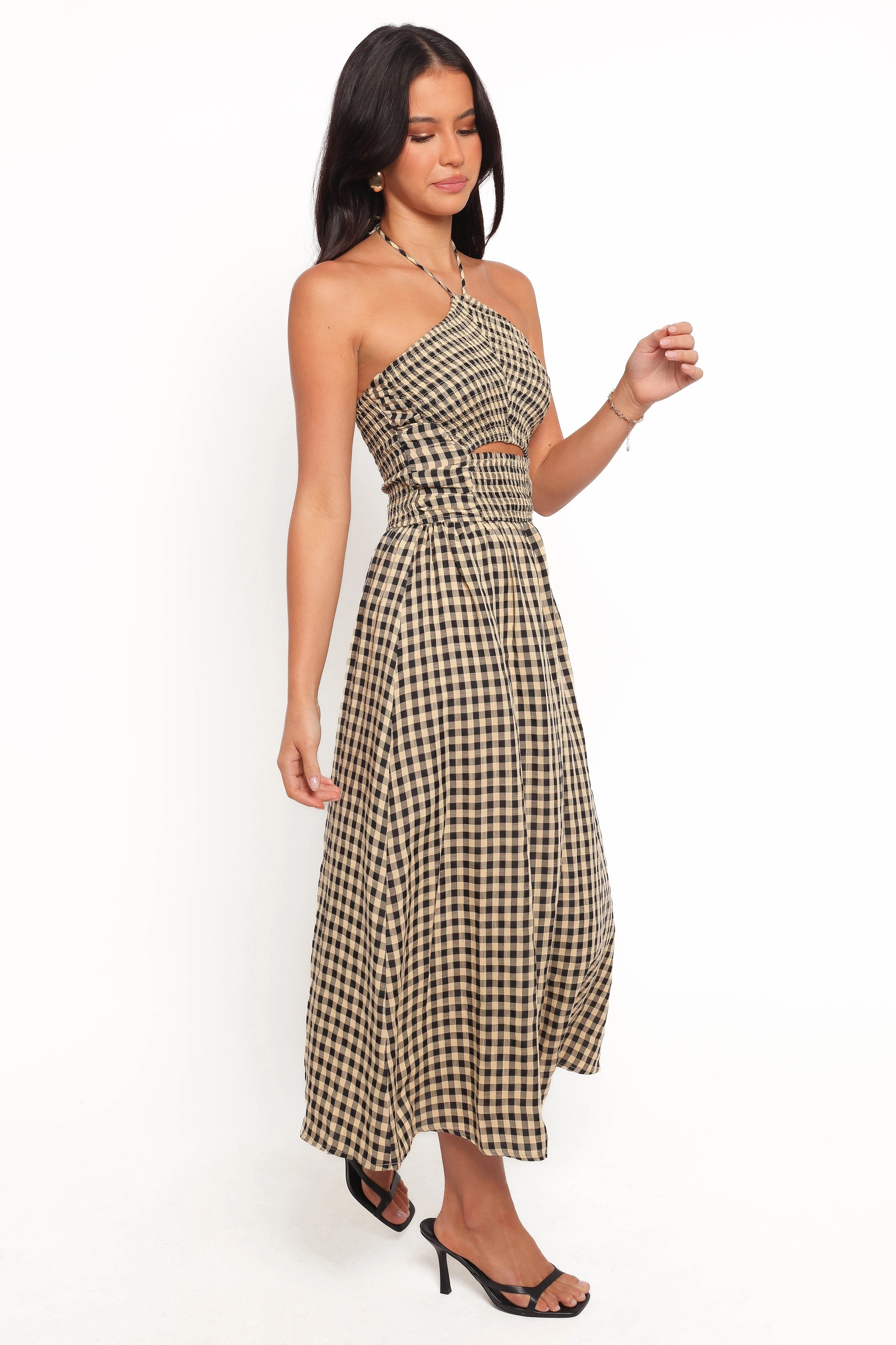 Alfia Midi Dress - Black Gingham
