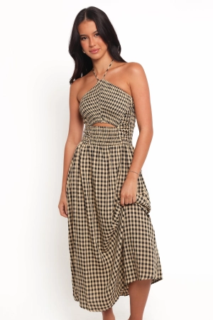 Alfia Midi Dress - Black Gingham
