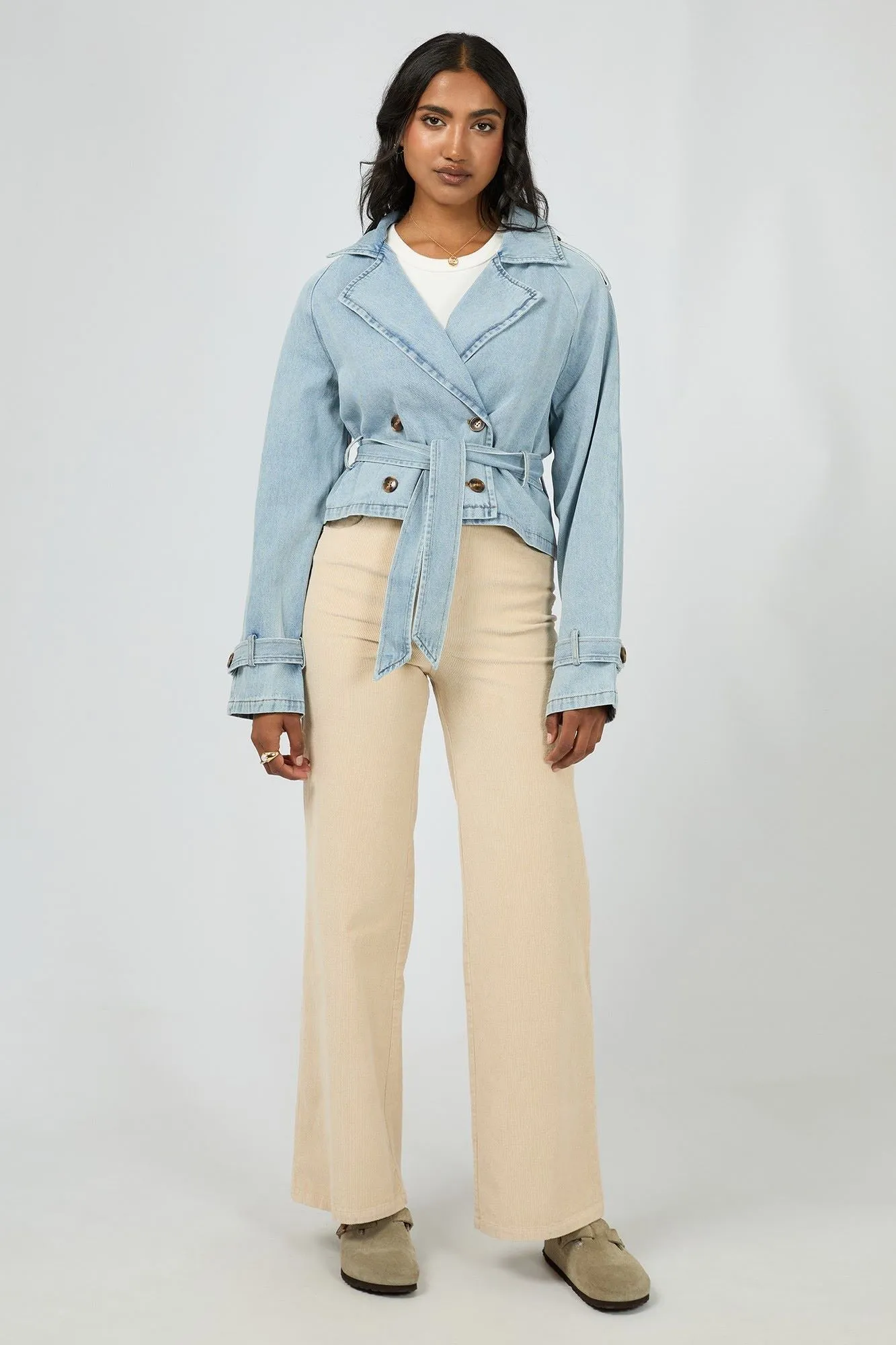 All About Eve Rio Cropped Trench Light Blue
