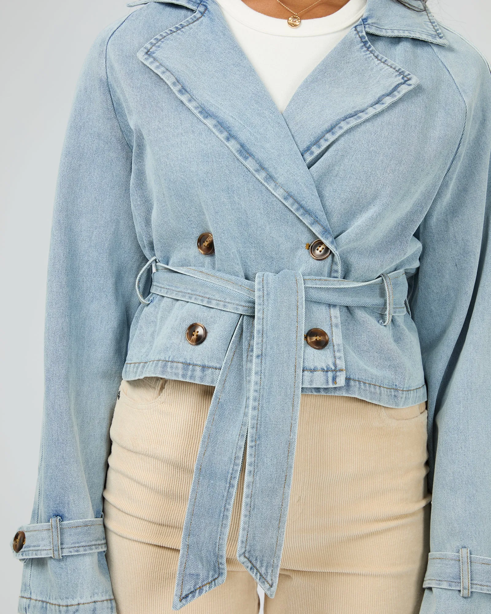 All About Eve Rio Cropped Trench Light Blue