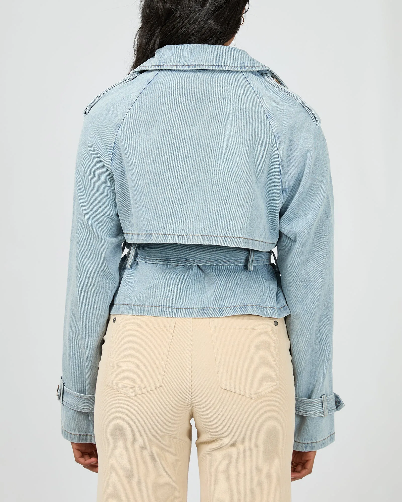 All About Eve Rio Cropped Trench Light Blue