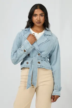 All About Eve Rio Cropped Trench Light Blue