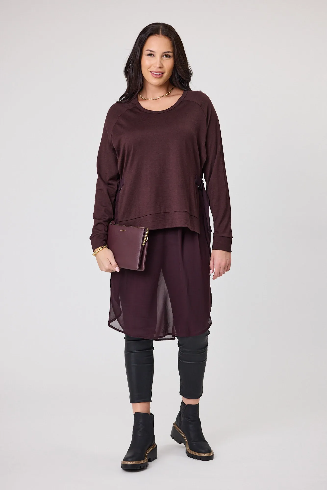 Alpine by Shine On Paris Merino & Chiffon Tunic Chocolate