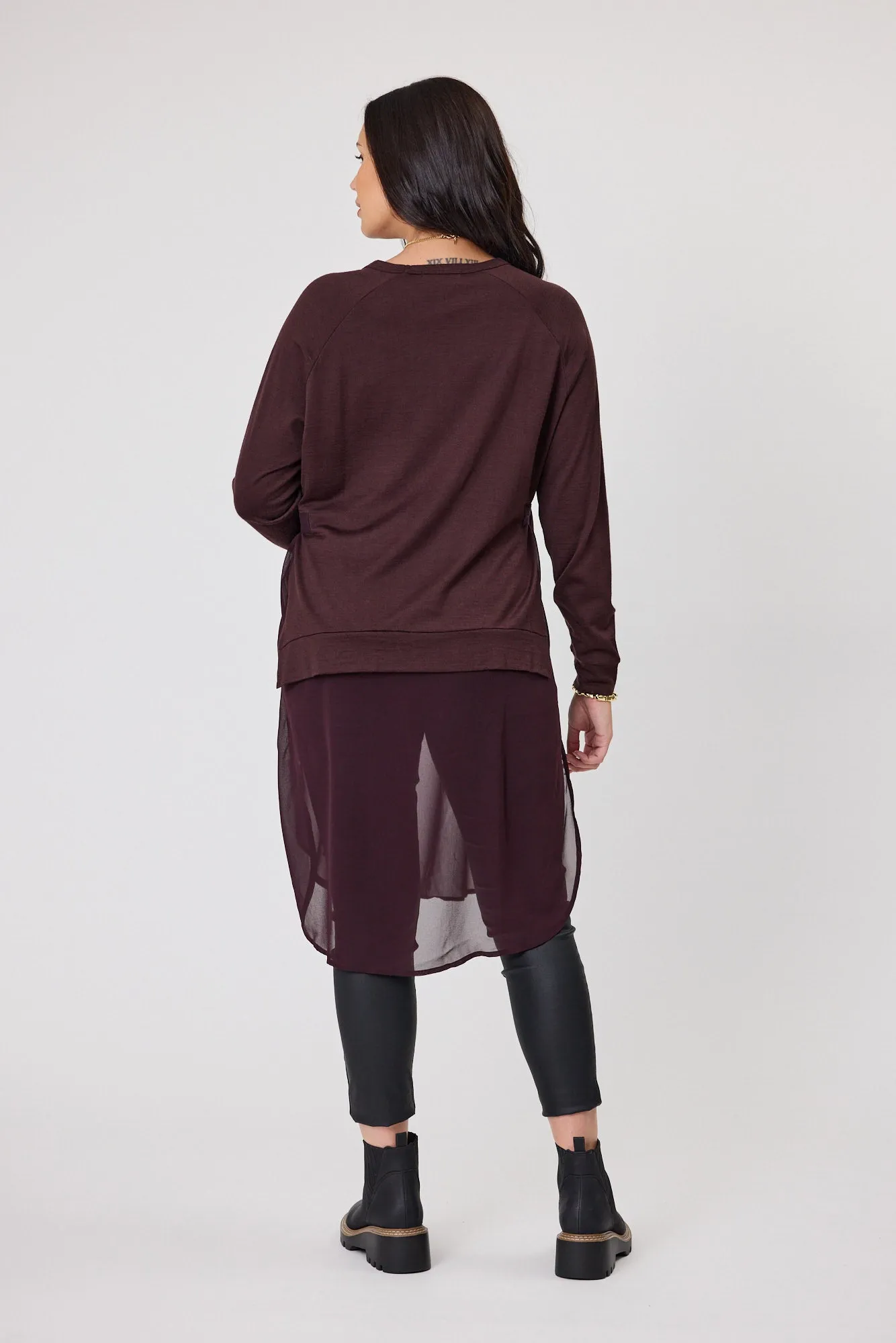 Alpine by Shine On Paris Merino & Chiffon Tunic Chocolate