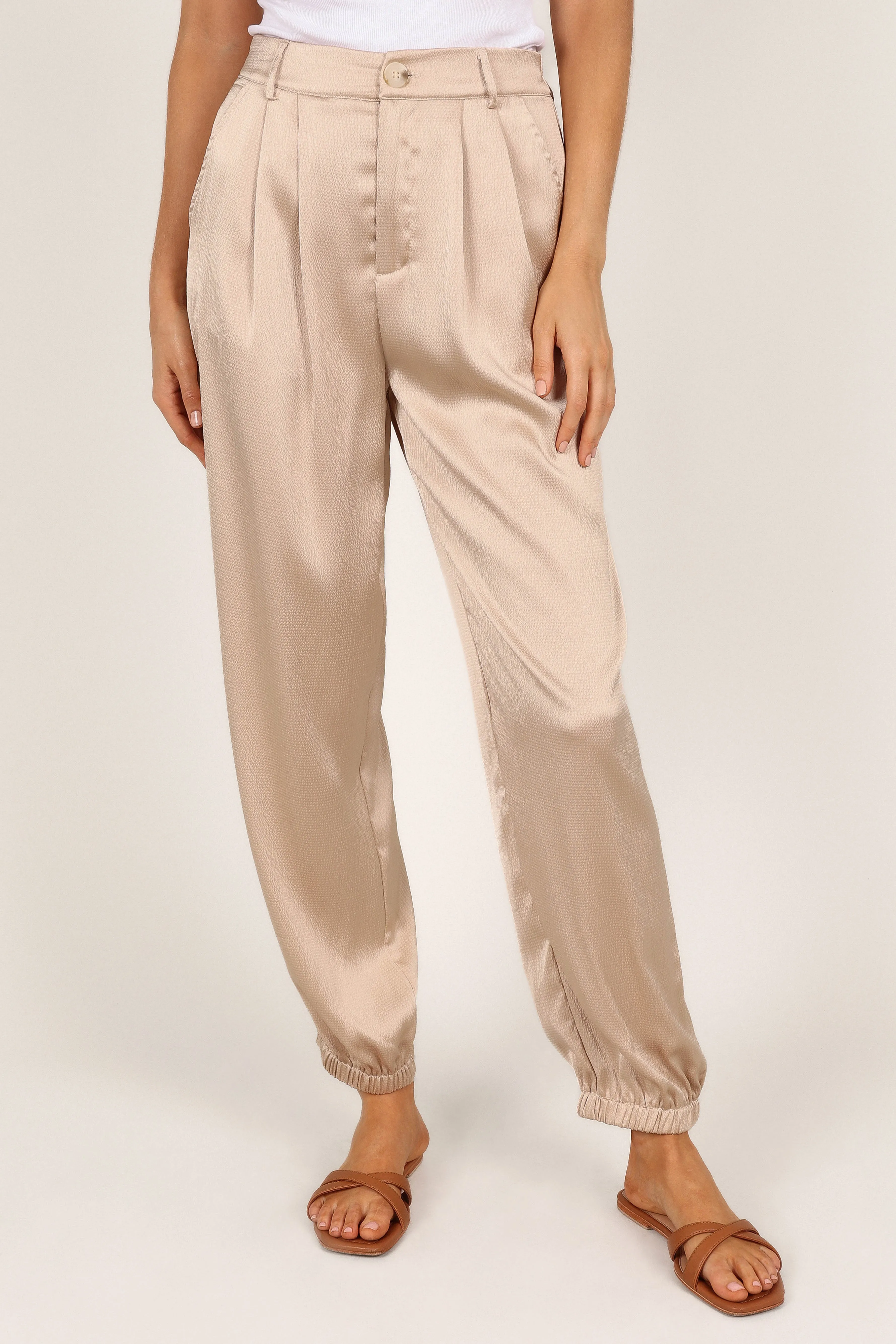 Andy Satin Jogger Pant - Beige
