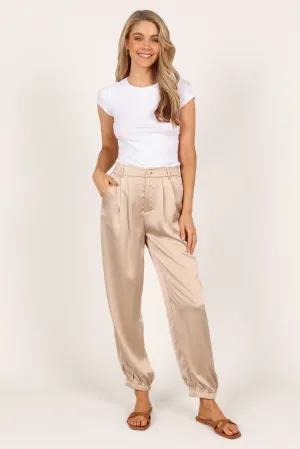 Andy Satin Jogger Pant - Beige