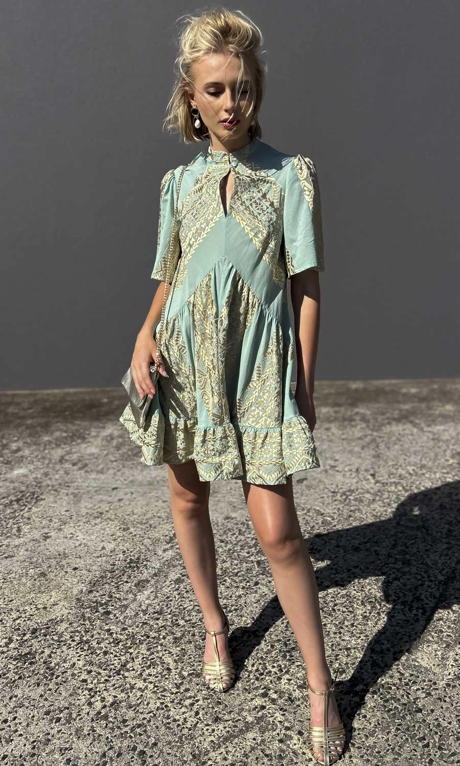 Archaic Kori Sea foam / Gold  Labyrinth Dress