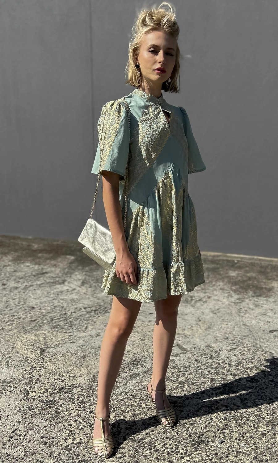 Archaic Kori Sea foam / Gold  Labyrinth Dress