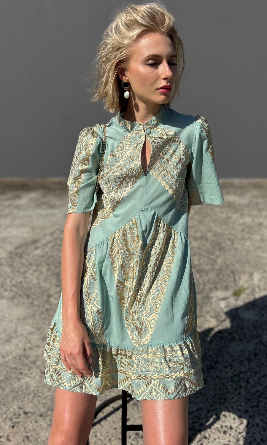 Archaic Kori Sea foam / Gold  Labyrinth Dress