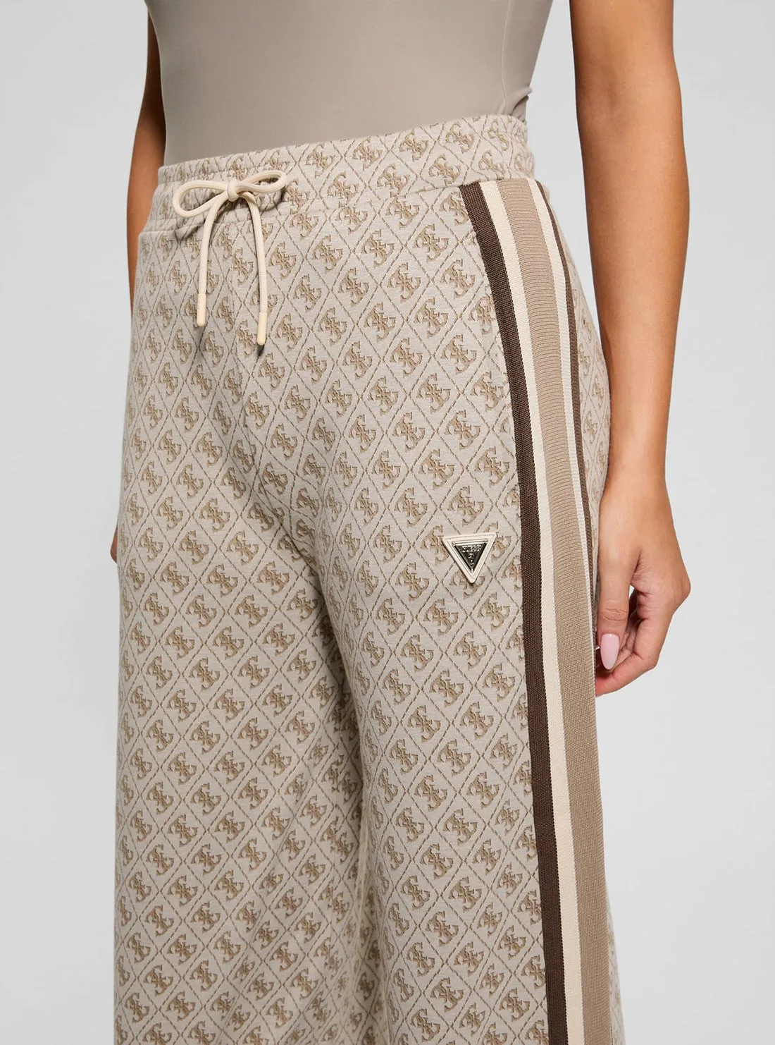Beige Logo Jean Long Pants