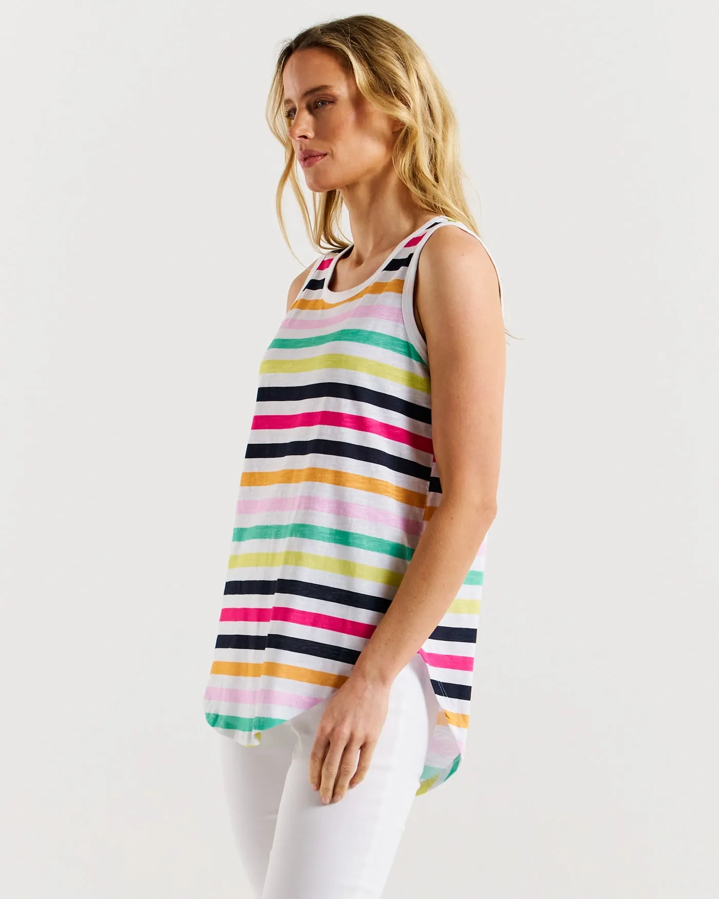 Betty Basics Keira Tank Rainbow Stripe
