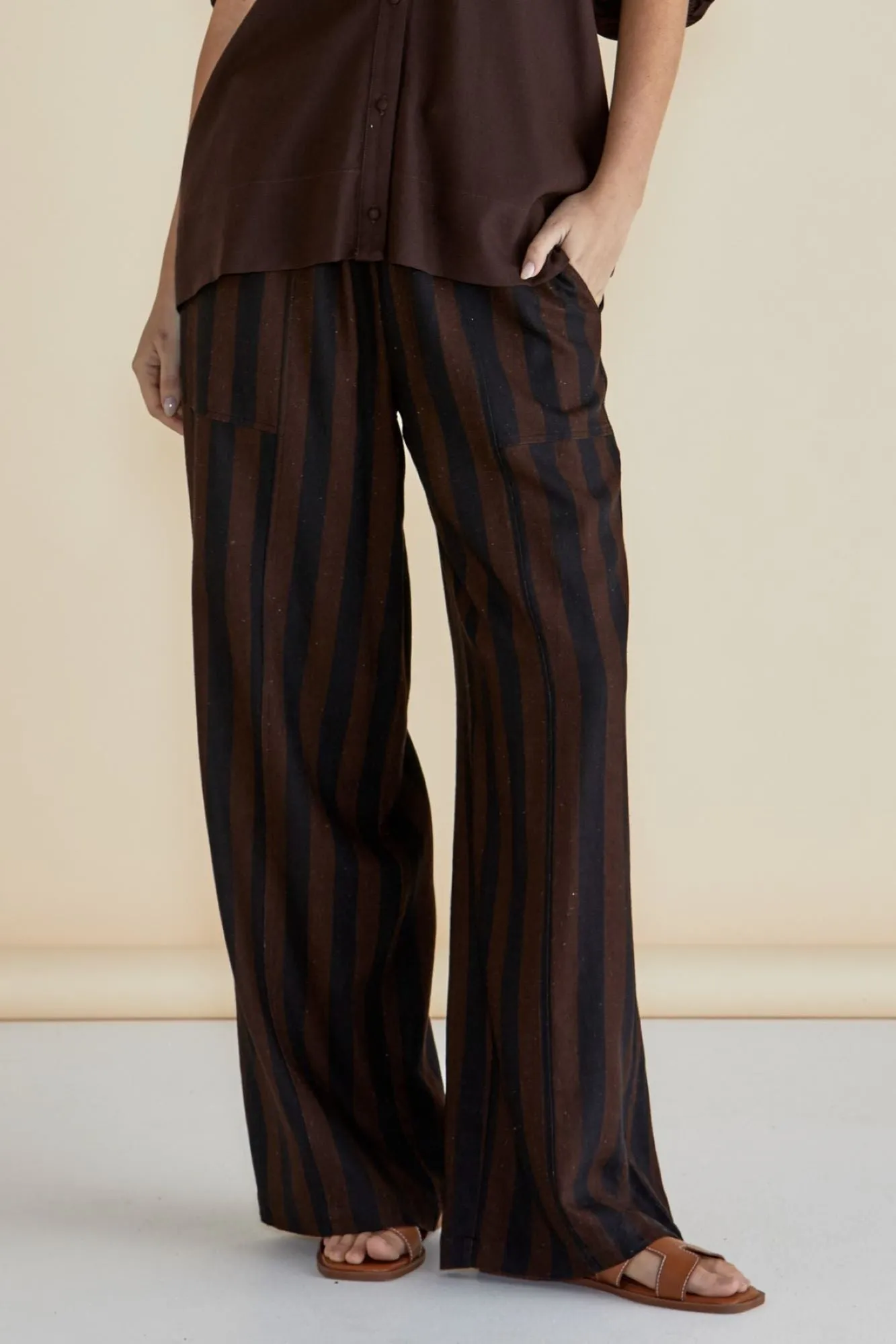 Betty Basics Tamara Pant Chocolate Stripe