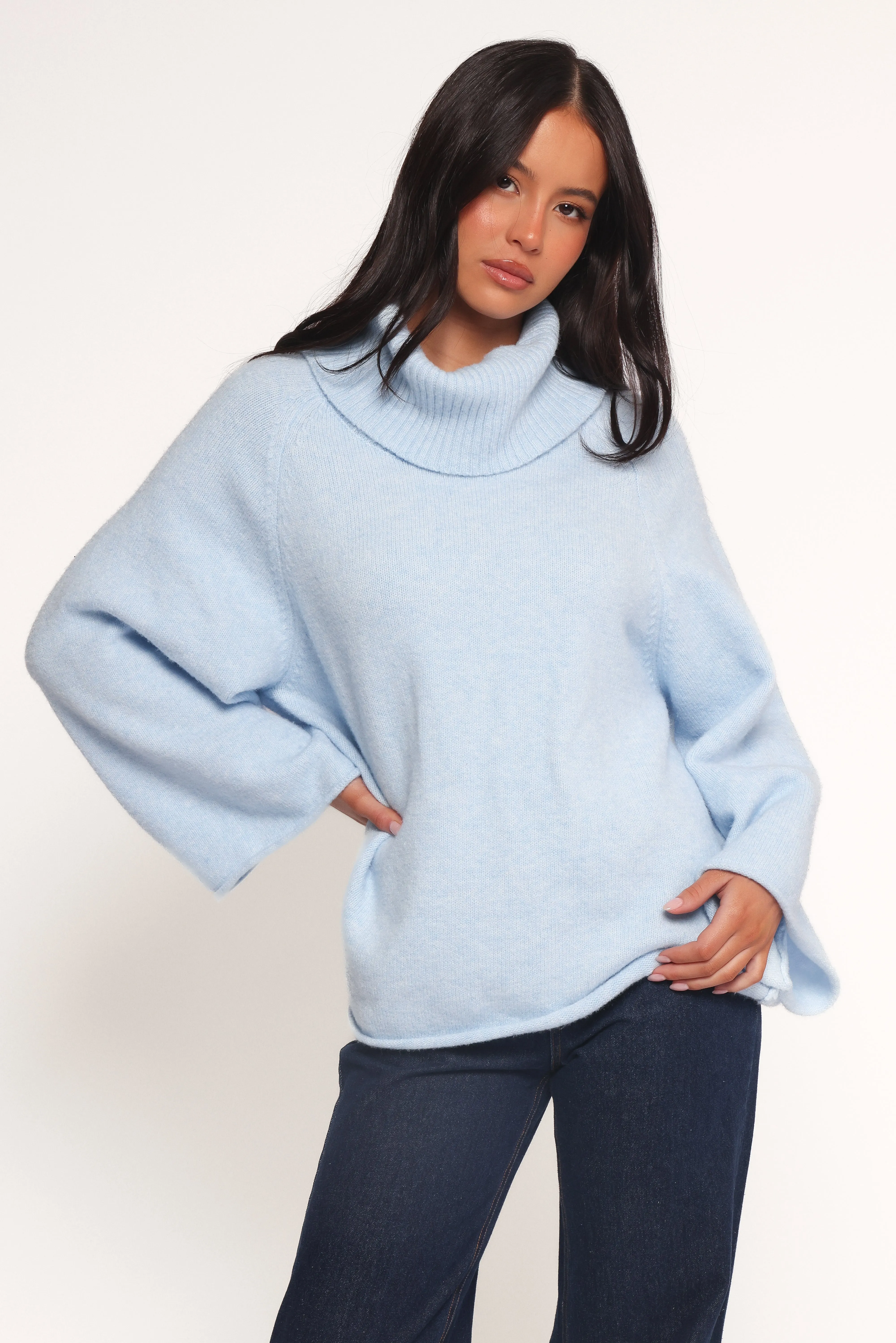 Bindy Cowlneck Knit Sweater - Blue