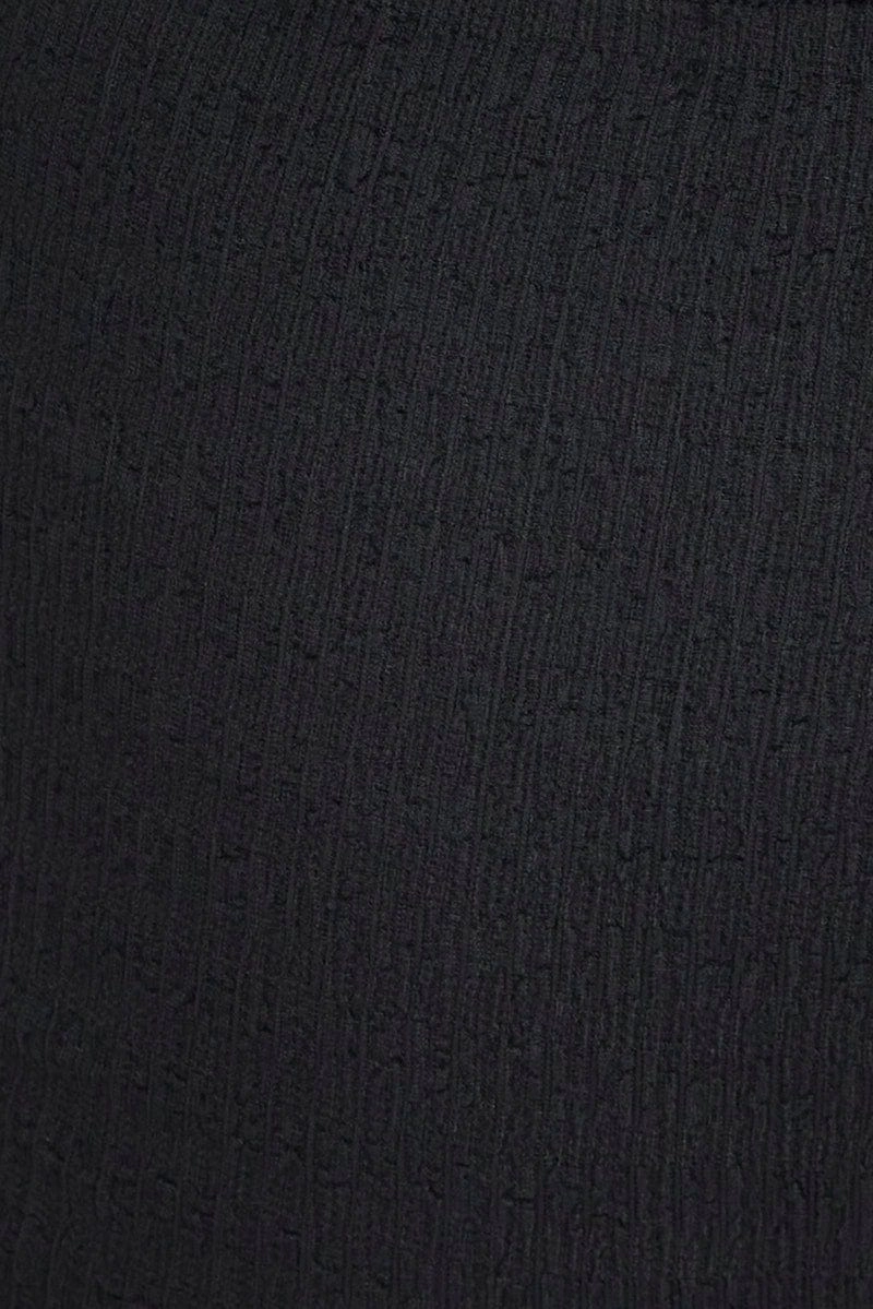 Black Flare Leg Pants Textured Jersey