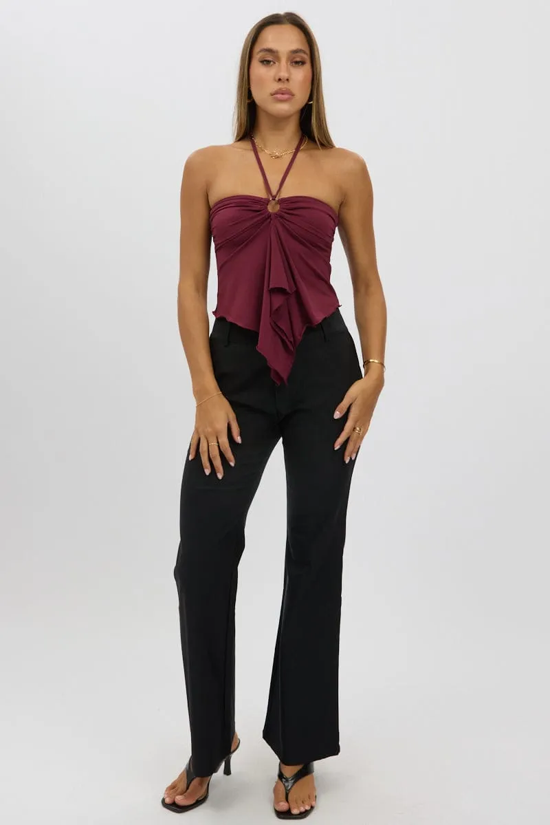 Black Low Rise Flare Pants