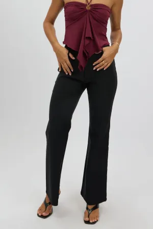 Black Low Rise Flare Pants