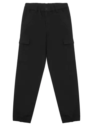Black Poplin Cargo Pants (2-7)