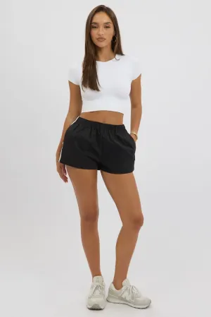 Black Track Shorts Side Stripe