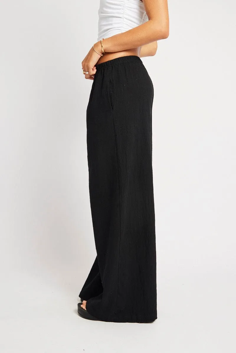 Black Wide Leg Pants High Rise