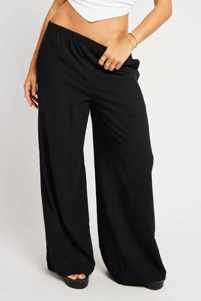 Black Wide Leg Pants High Rise