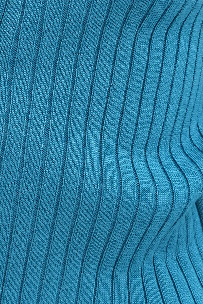 Blue Collar Knit Crop Cardigan Short Sleeve