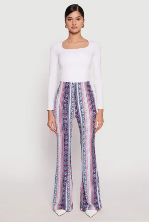 Boho Print High Waist Flare Pants