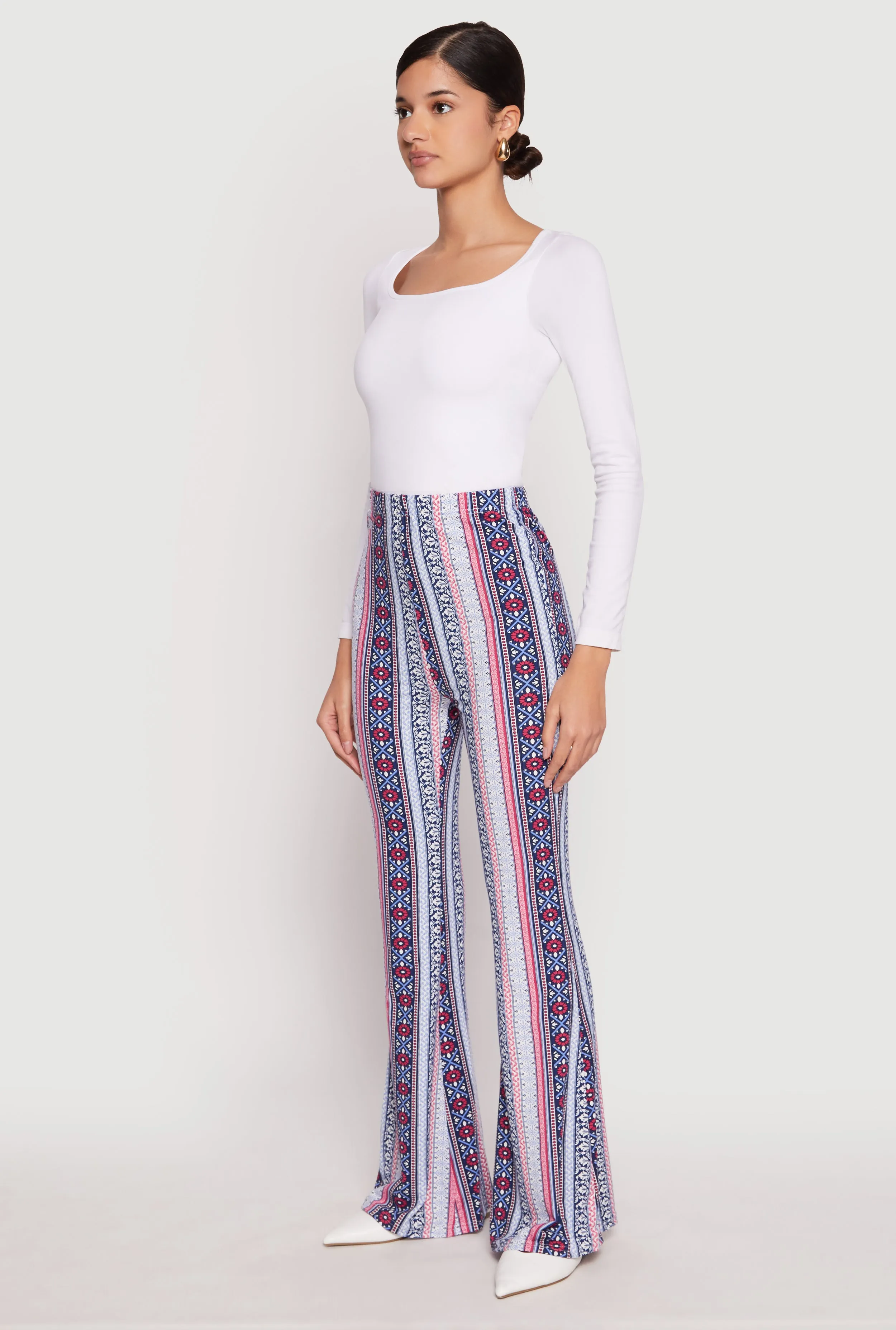 Boho Print High Waist Flare Pants