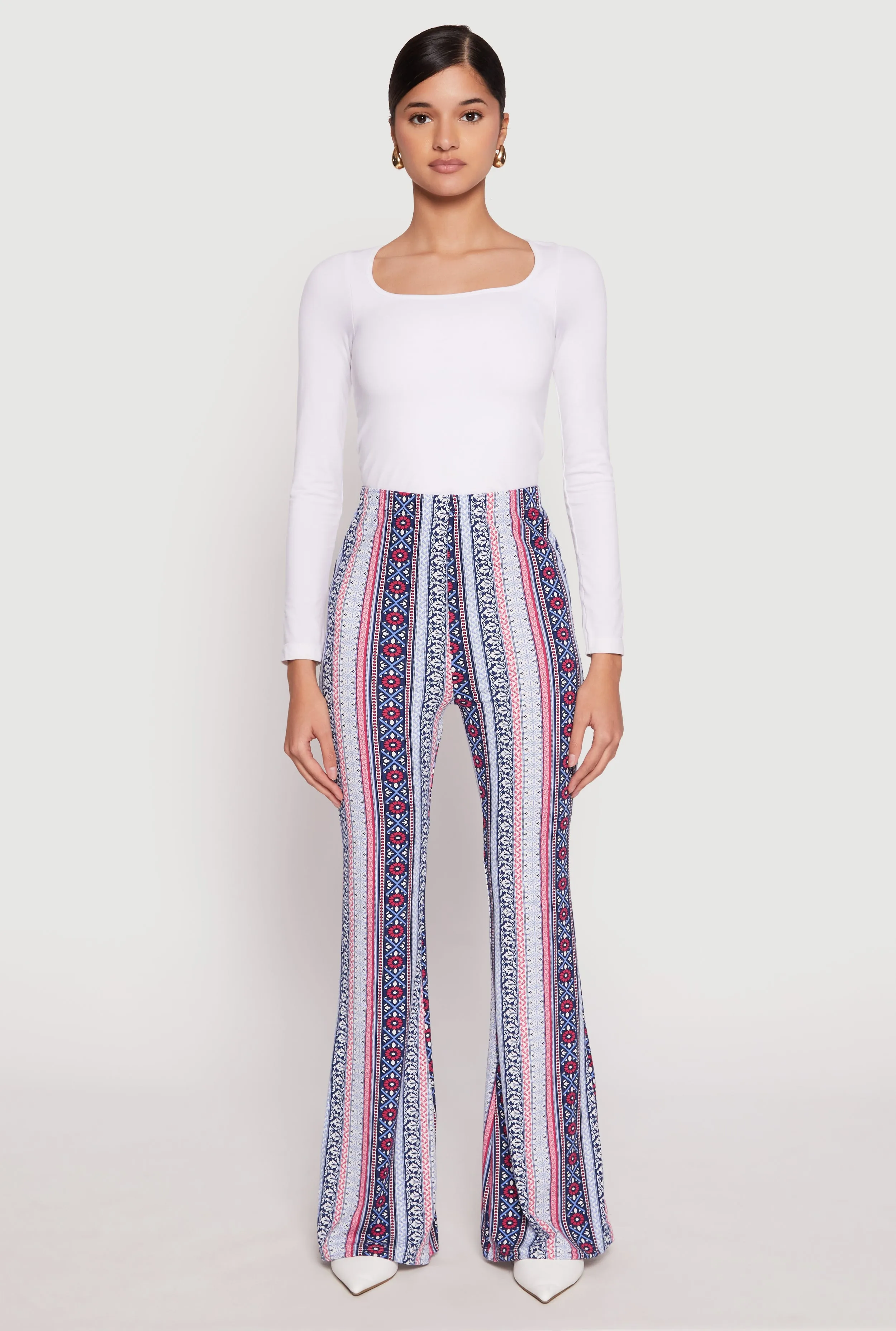 Boho Print High Waist Flare Pants