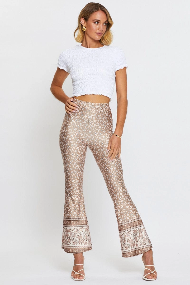 Boho Print Pants Flare Leg