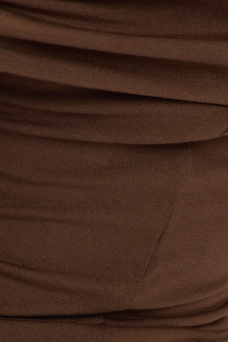 Brown Twist Top Off Shoulder