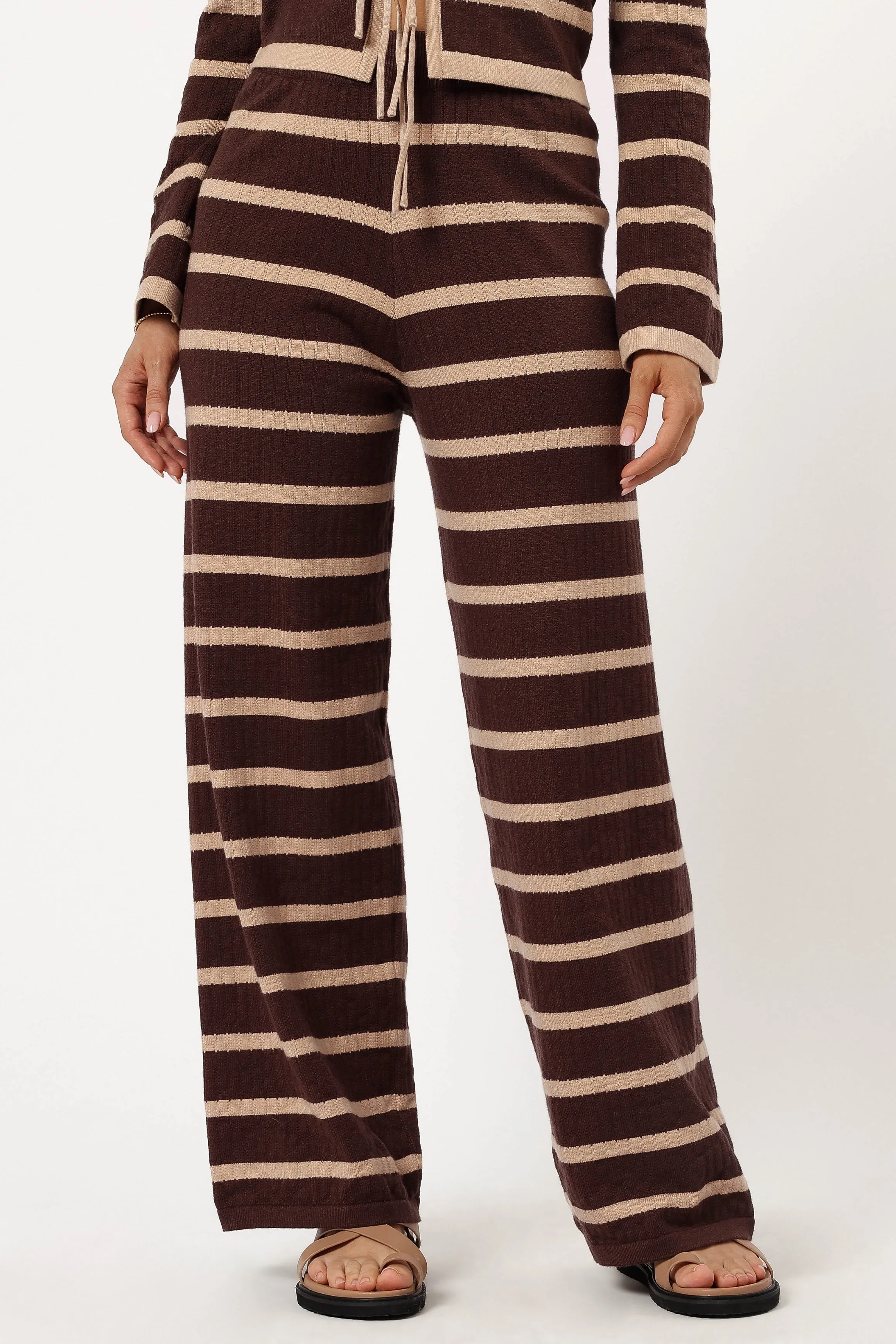 Carina Knit Pant - Chocolate Brown Stripe
