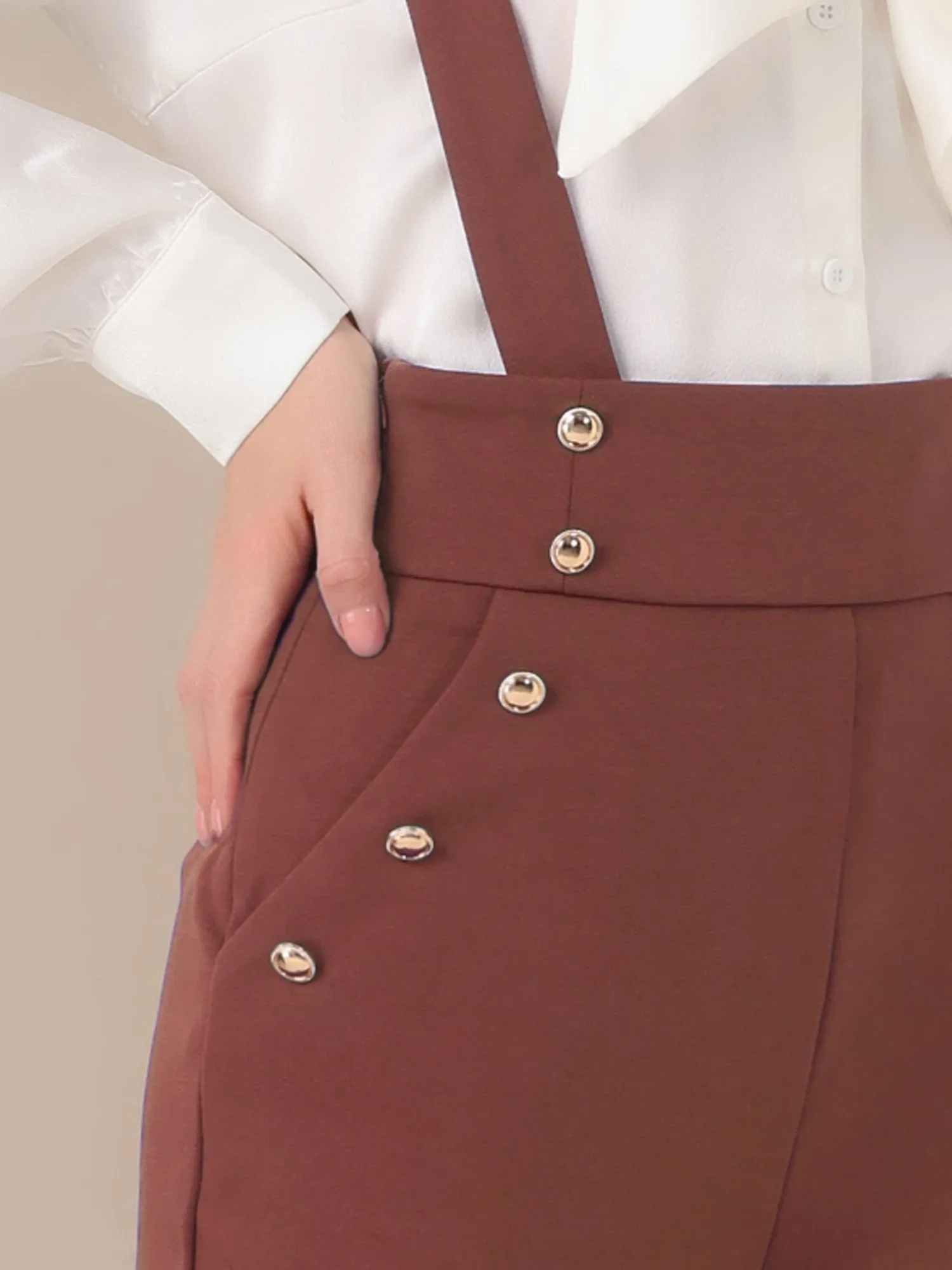 Casual Office Adjustable Strap Wide Leg Suspenders Pants Jumpsuits