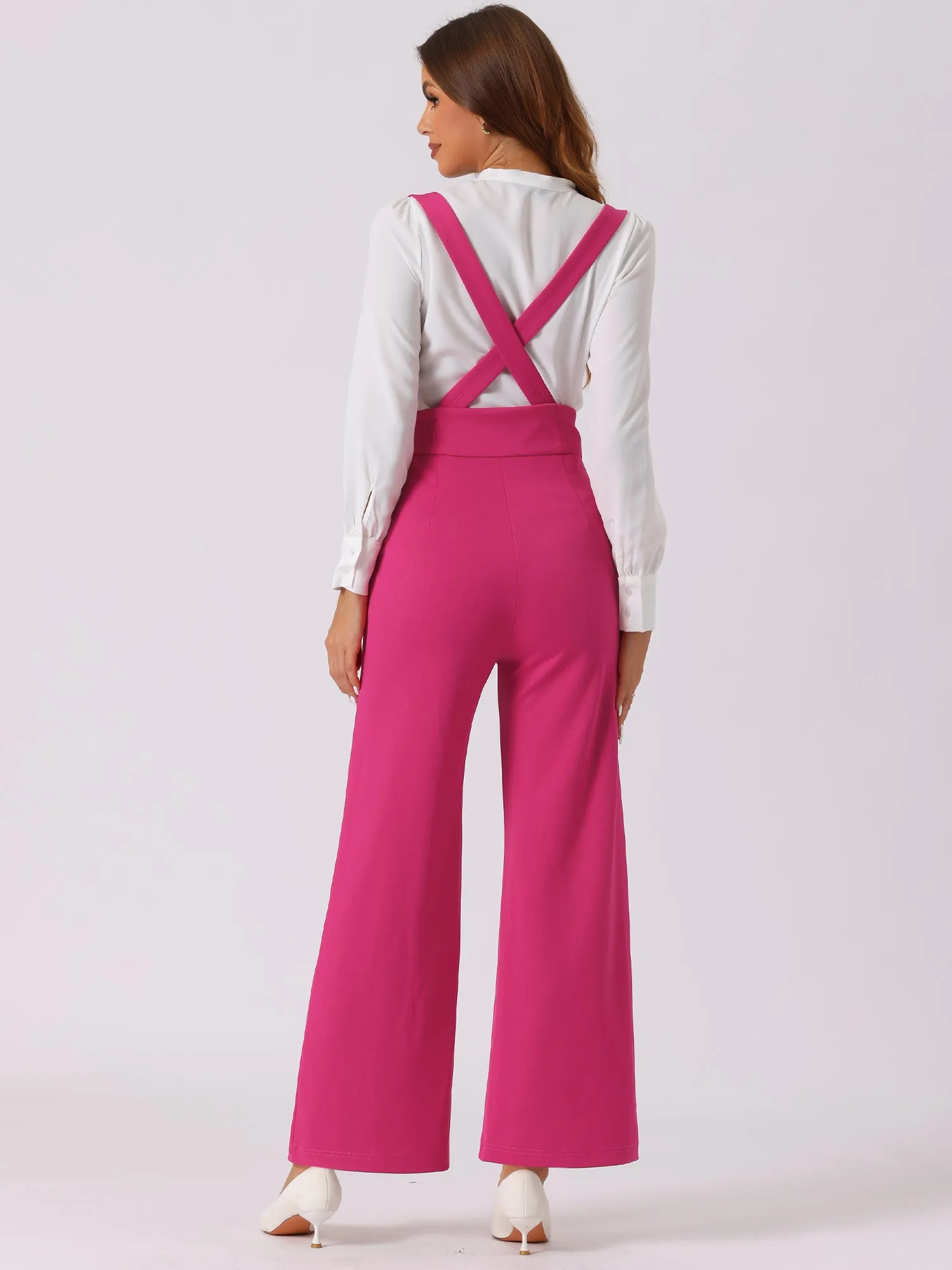 Casual Office Adjustable Strap Wide Leg Suspenders Pants Jumpsuits