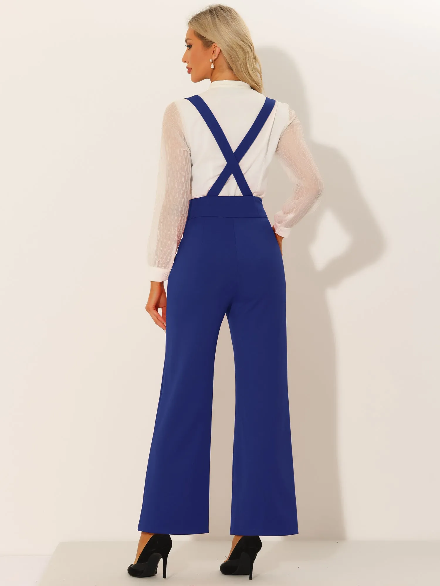 Casual Office Adjustable Strap Wide Leg Suspenders Pants Jumpsuits