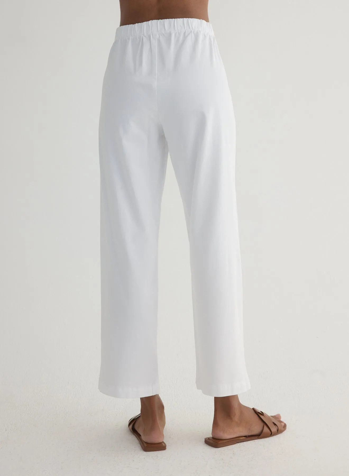 Catalina Clean Front Wide Leg Crop - White