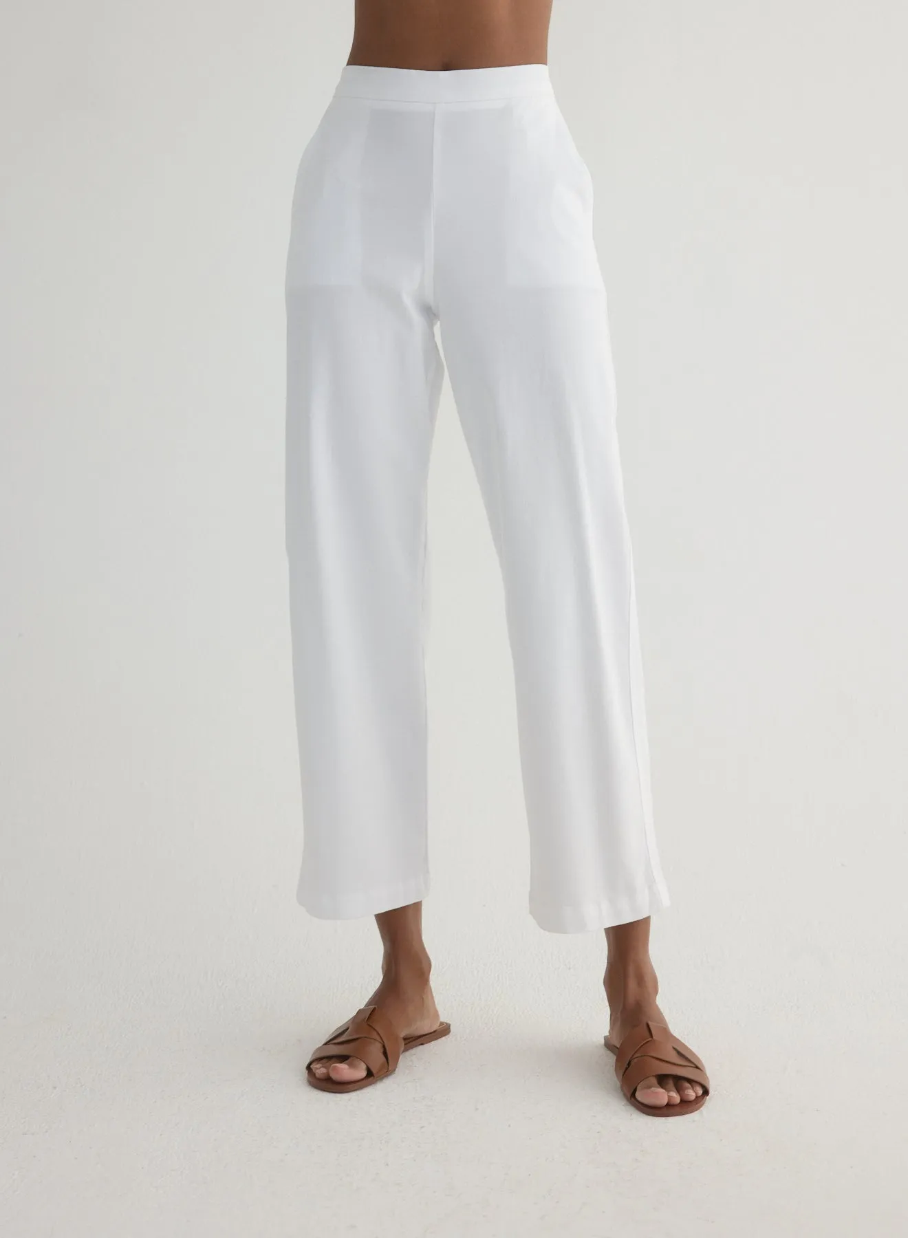 Catalina Clean Front Wide Leg Crop - White