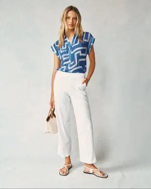 Catalina Clean Front Wide Leg Crop - White