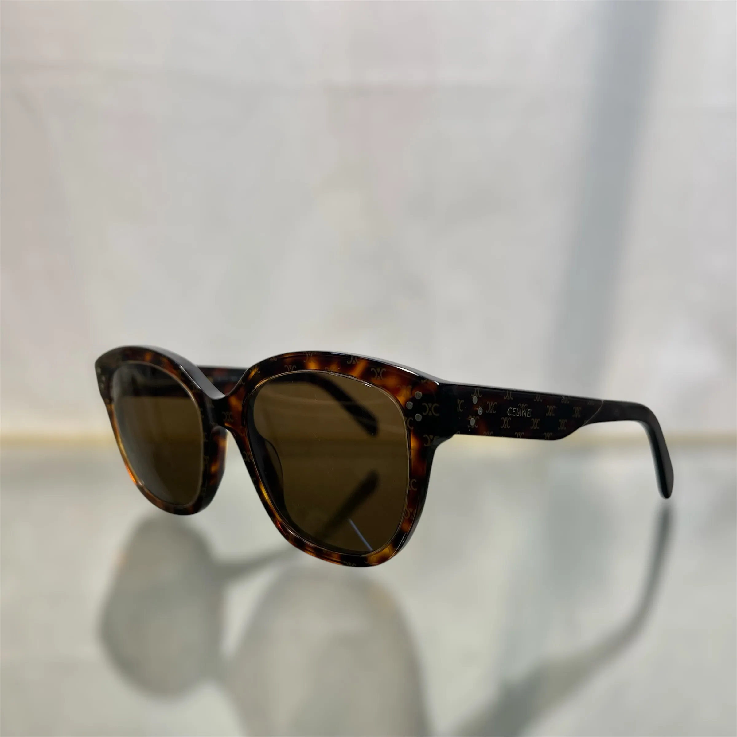 CELINE CL401641 Brown Leopard Square Sunglasses TS3809