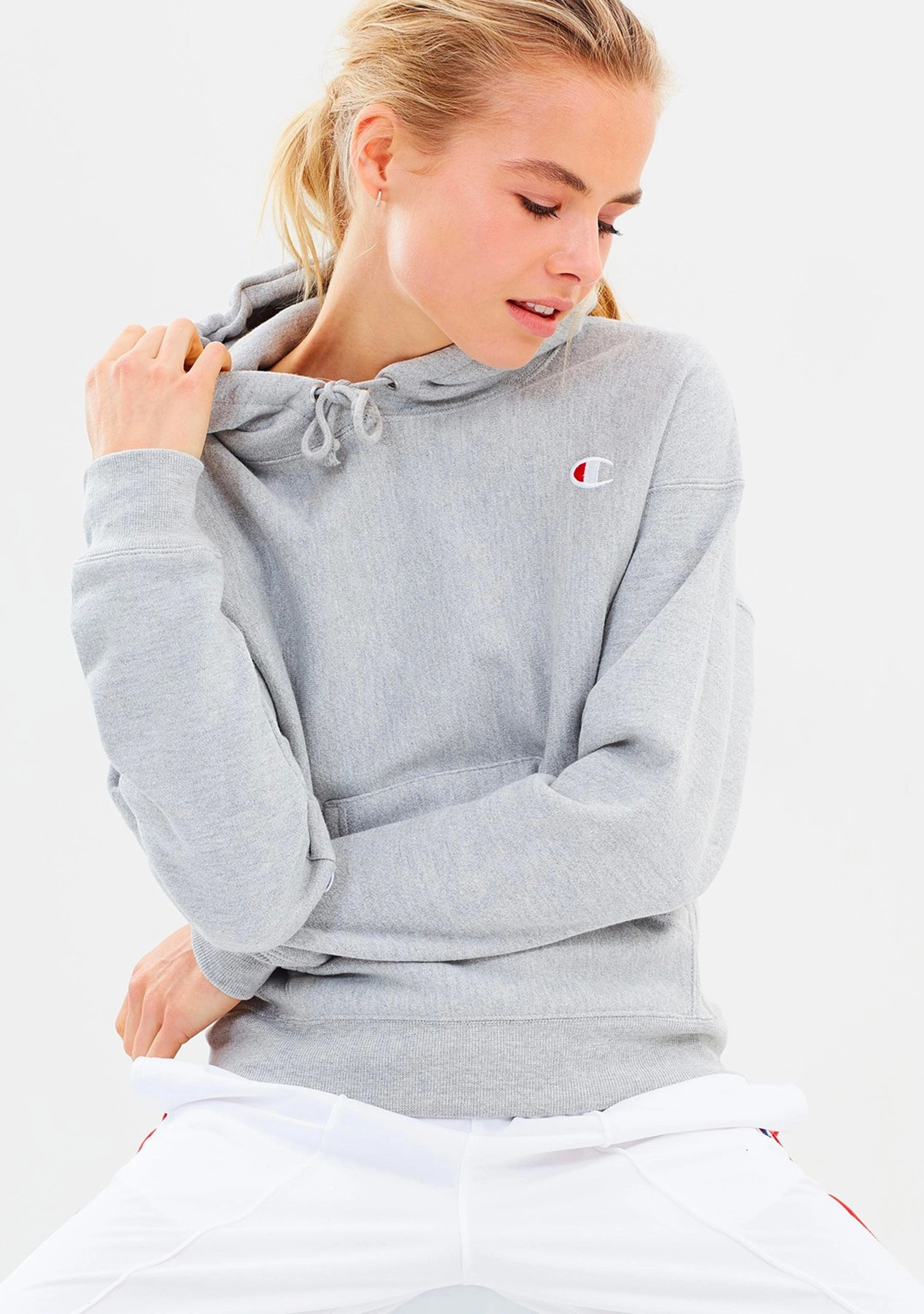 Champion Women’s Reverse Weave C Logo Regular Fit Hoodie Grey