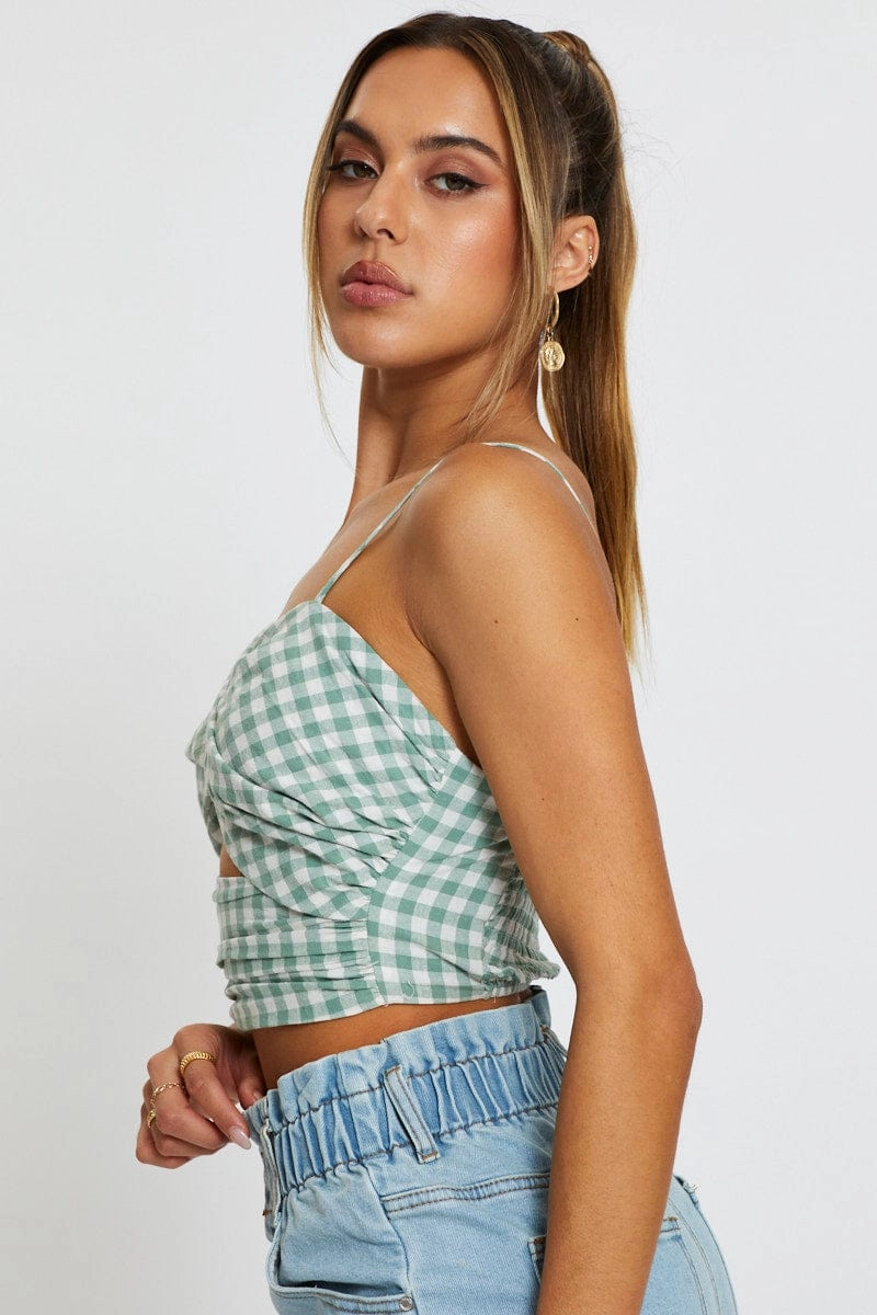 Check Crop Top Sleeveless
