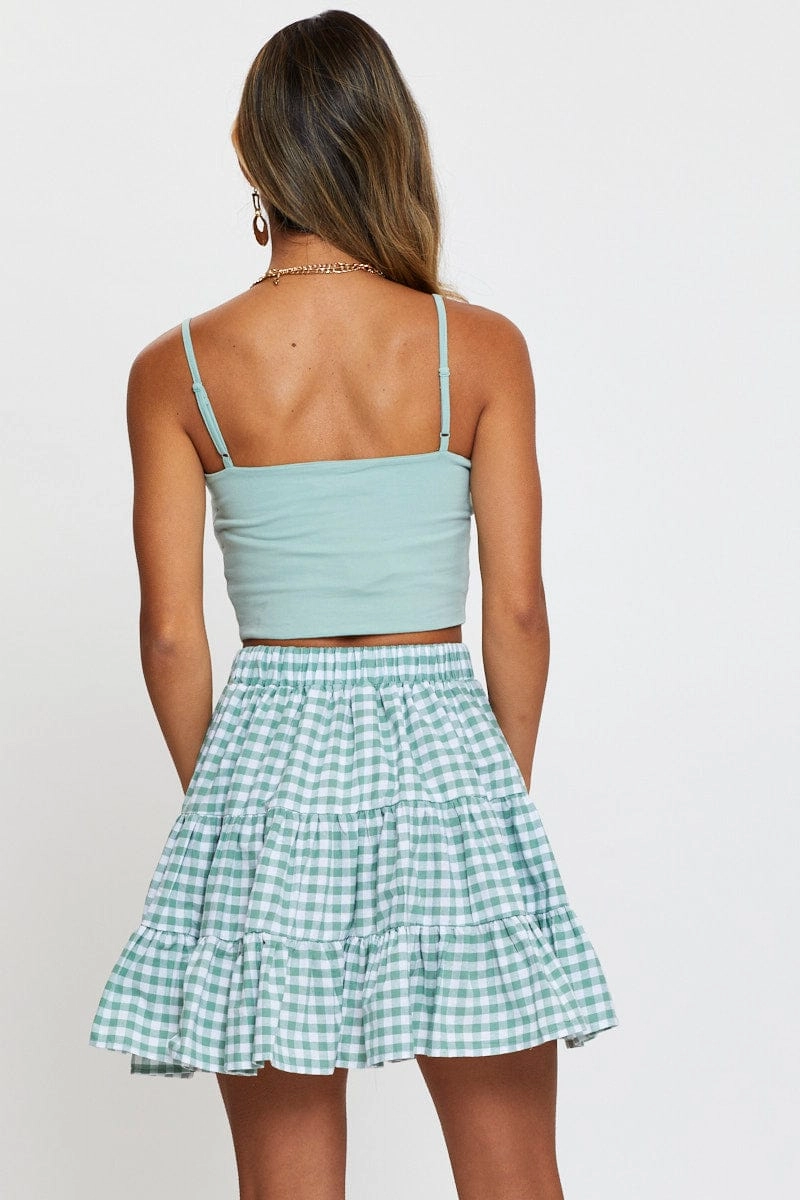 Check Flare Skirt Mini High Rise